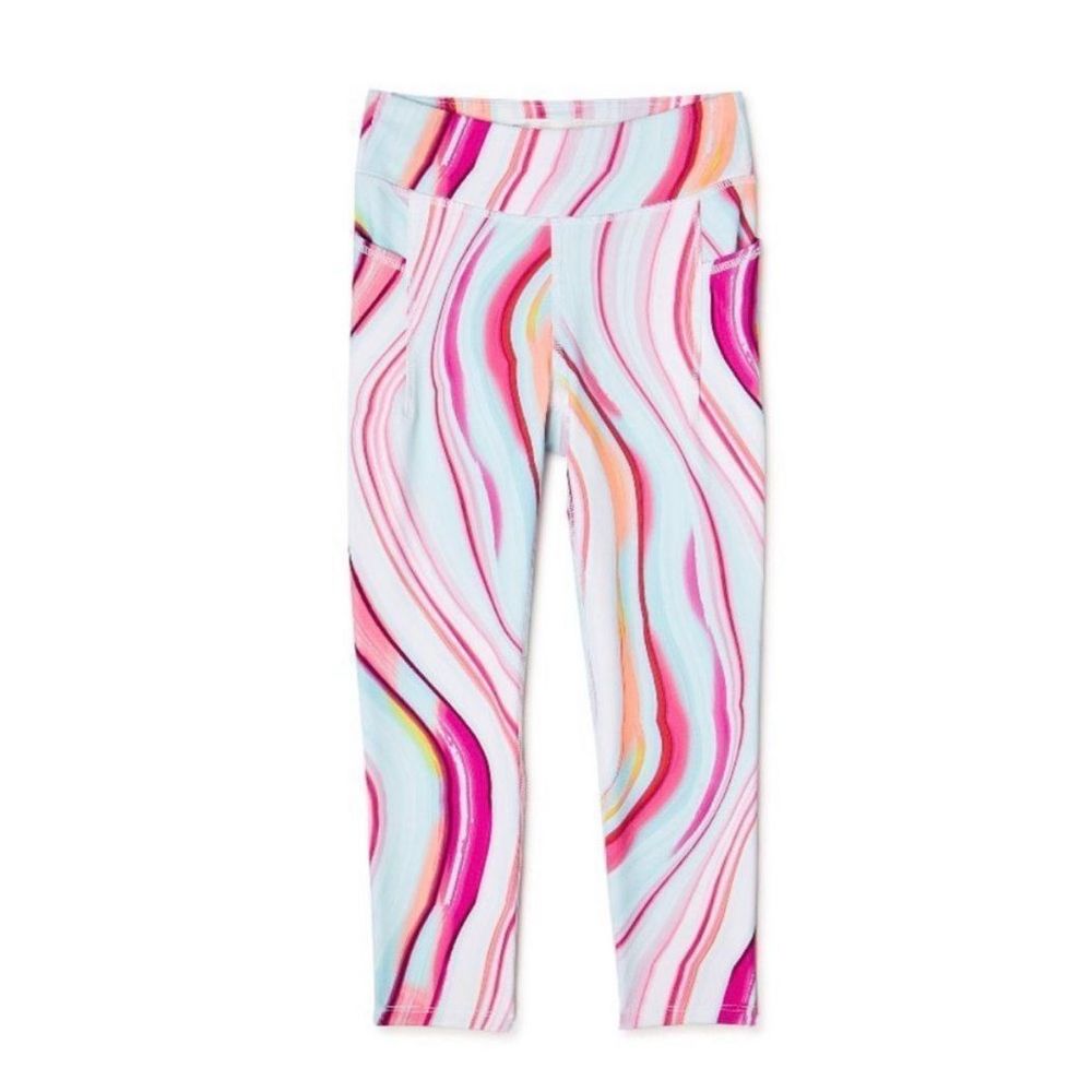 Avia Little Girls Sz Small 6-6X Leggings Pink White Pastel Pockets Toddler Girls